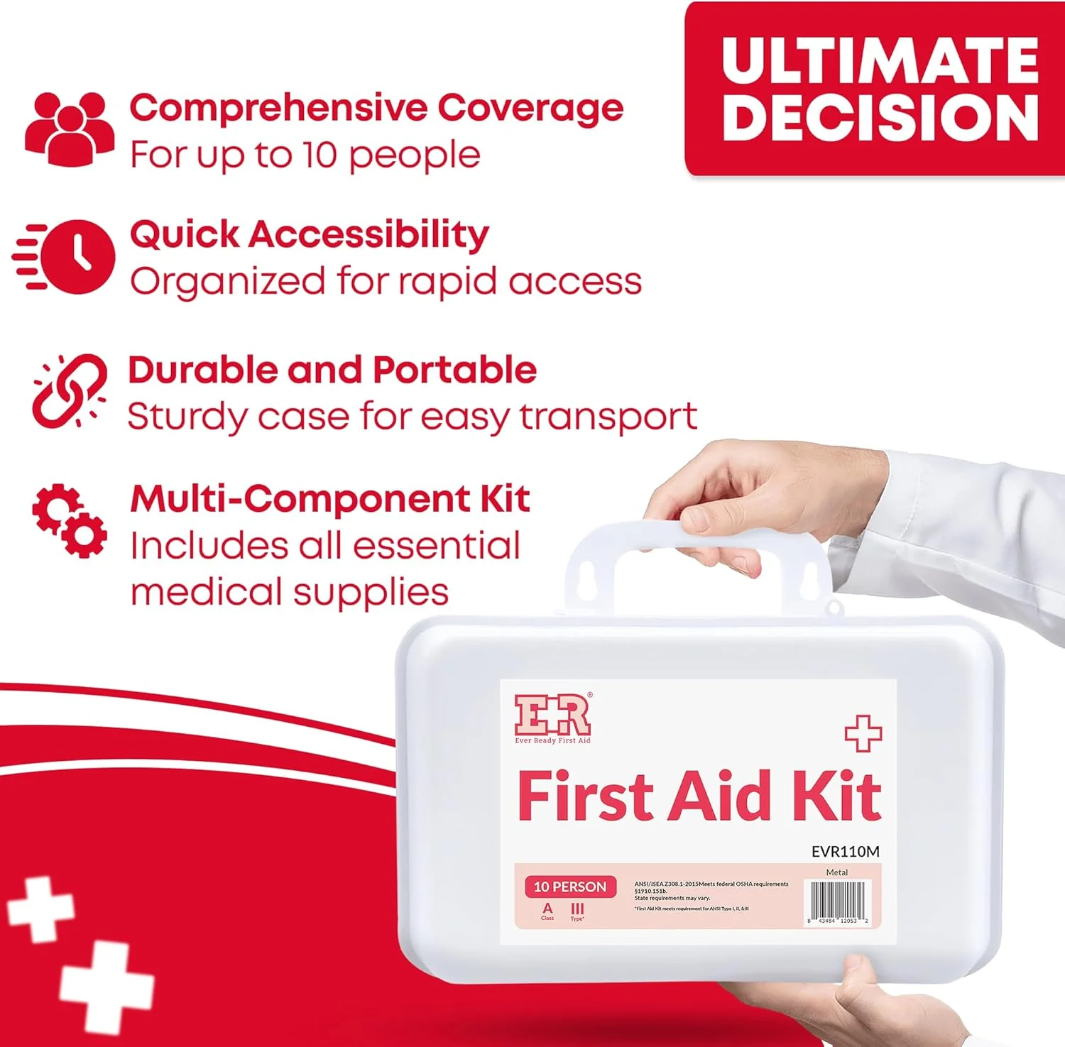 10 Person First Aid Kit –  Type III, ANSI A, OSHA Compliant - Image 3